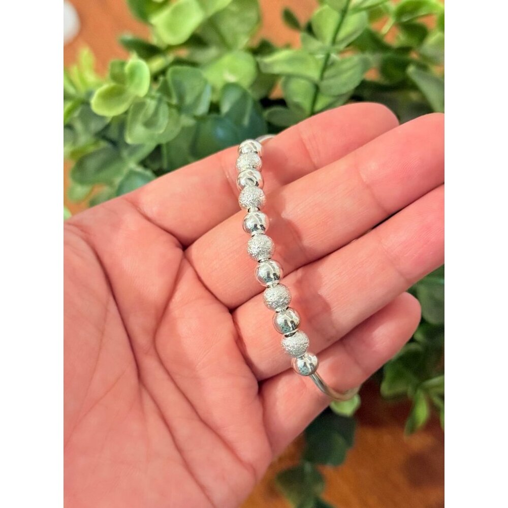 Silver Beaded Open Cuff - image 5